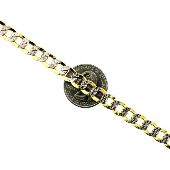 Real 10K Yellow Gold 6.5mm Diamond Cut Cuban Link Chain Necklace 24" inch - Picture 2 of 6